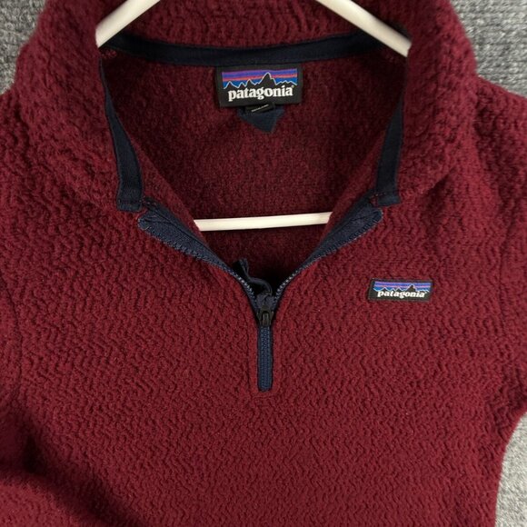 Patagonia Wool Polyester Blend Fleece Jacket Small Red 1/4 Zip Logo Woolyester - Picture 2 of 14